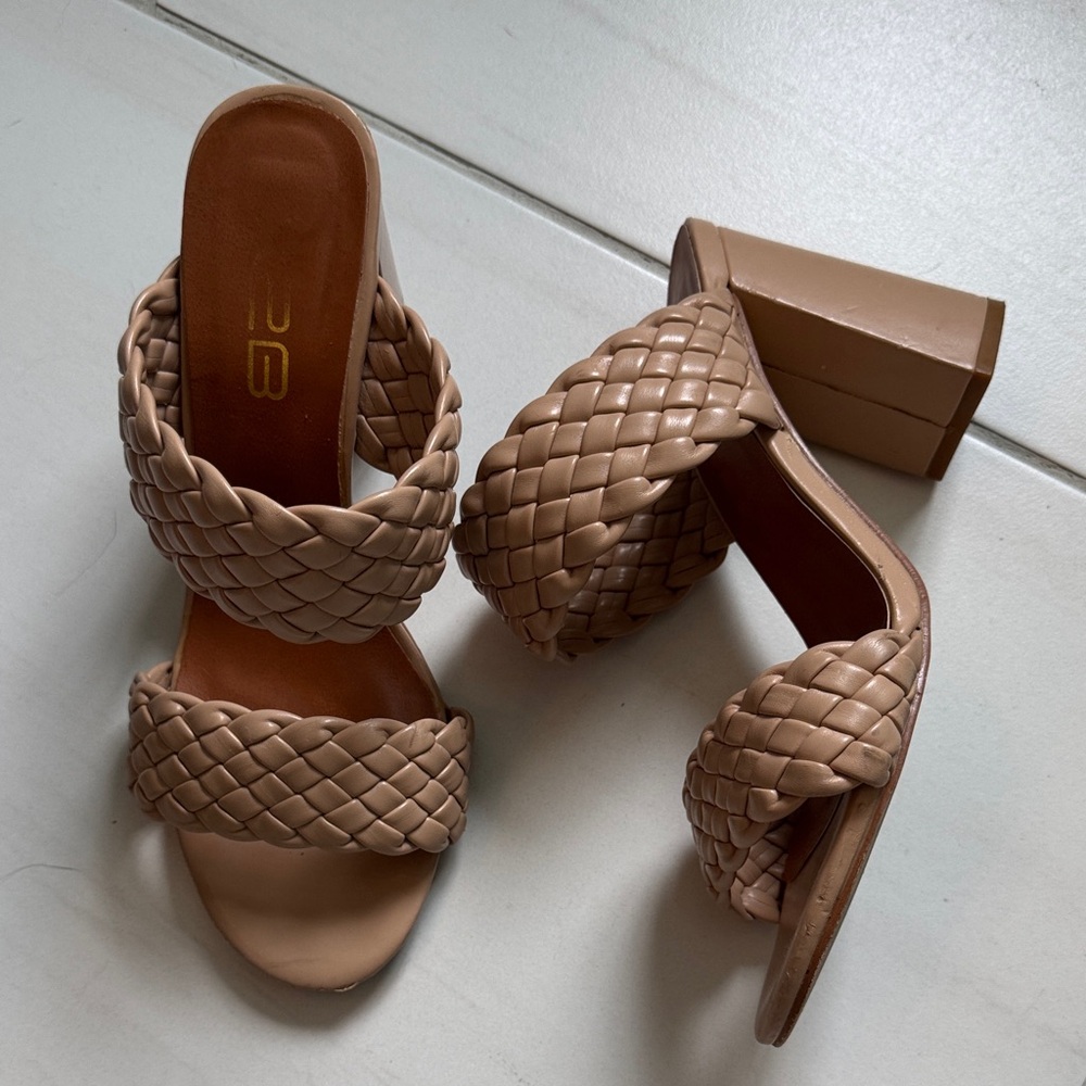 Elegant Tan Braided Heels